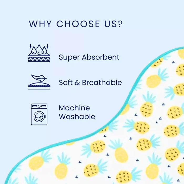 Happy Matty Pineapple Print  Burp Sheet – Soft, Lightweight, Leak-Proof and Machine Washable