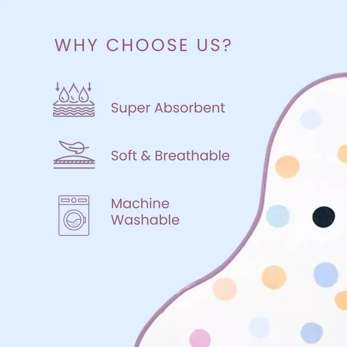 Happy Matty Polka Dot Bib and Burp Sheet – Soft, Lightweight, Leak-Proof and Machine Washable