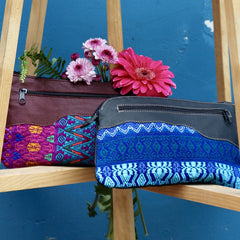 Leather Clutch - Huipil with two pockets