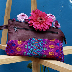 Leather Clutch - Huipil with two pockets