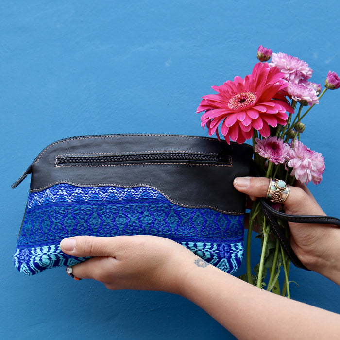 Leather Clutch - Huipil with two pockets