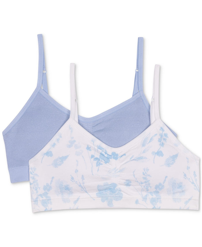 Maidenform Girls' Seamless Ruched Crop Bras, 2-Pack