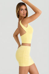 Modal Ruched Mid-Rise Mini Skirt in Lemon Sherbet