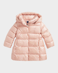 Polo Ralph Lauren Girls Metallic Down Hooded Long Jacket - Hint of Pink Metallic- online $170.99