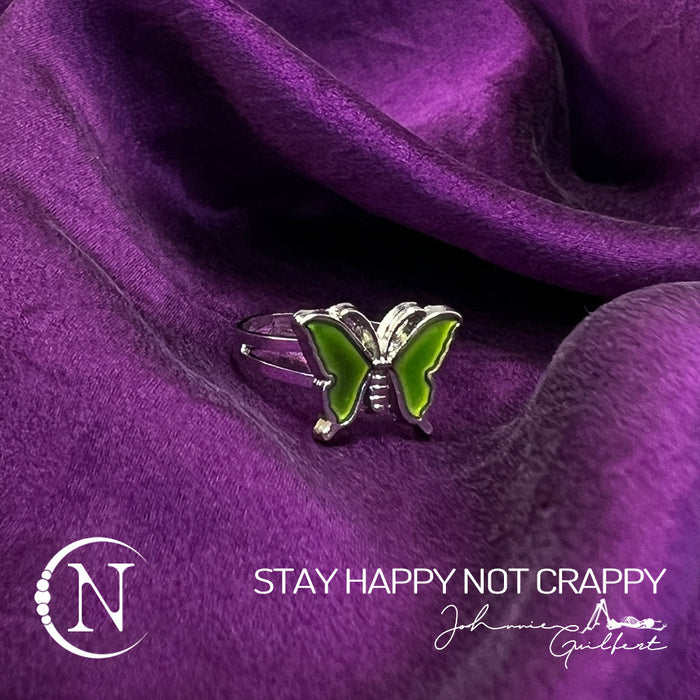 Ring ~ Stay Happy Not Crappy by Johnnie Guilbert