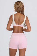 Ruched Mini Shorts in Pale Pink Marl