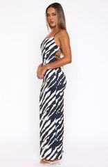 Just A Fan Maxi Dress Black Abstract Stripe