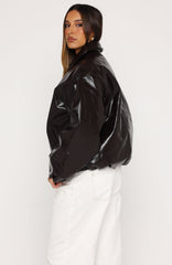Iconic Vibes PU Jacket Dark Chocolate